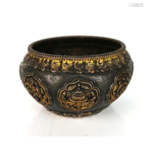 a tibetan silver gilt bowl