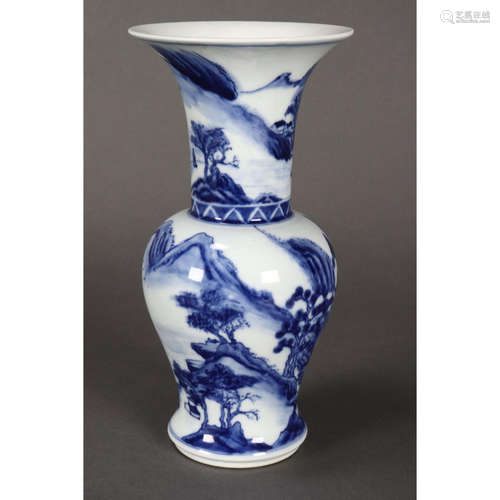 a chinese blue and white yun yun vase