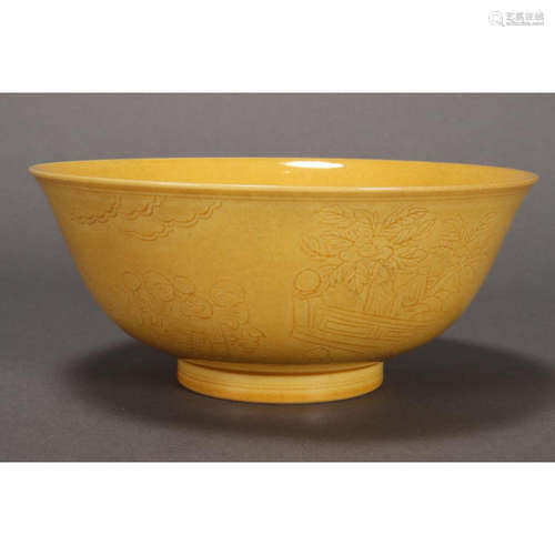 a chinese yellow porcelain bowl