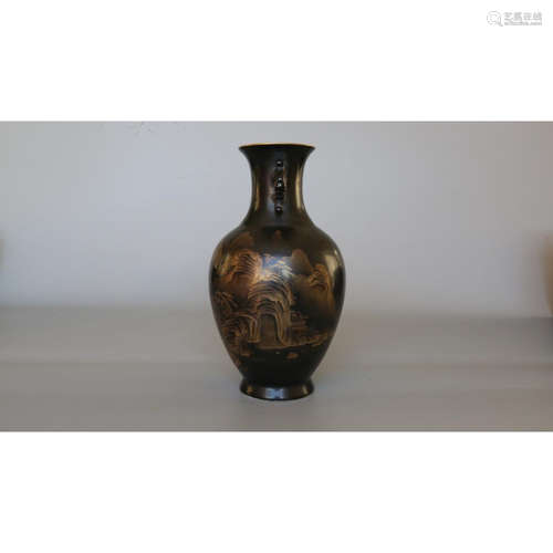 a chinese black glaze vase