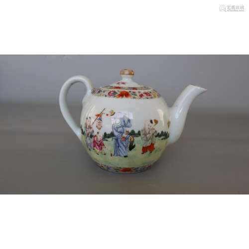 a chinese famille rose tea pot