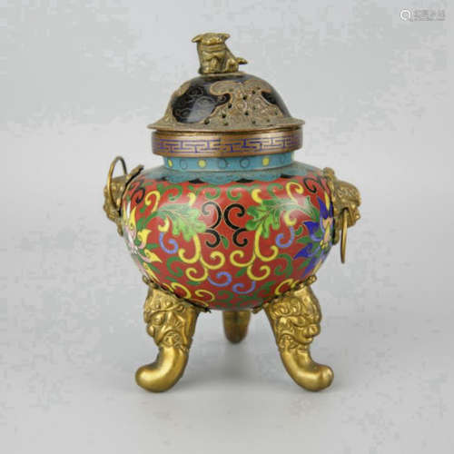 a chinese cloisonne enamel censer