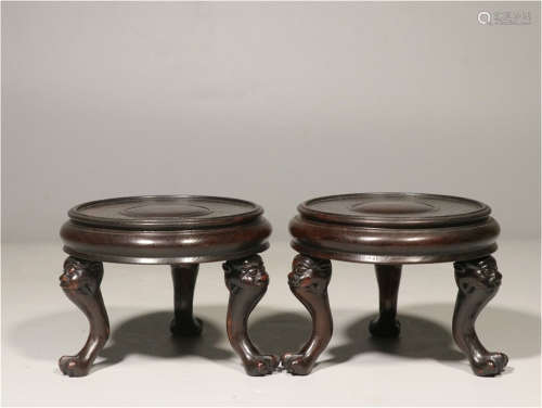 A Pair of Chinese Carved Hardwood Bases