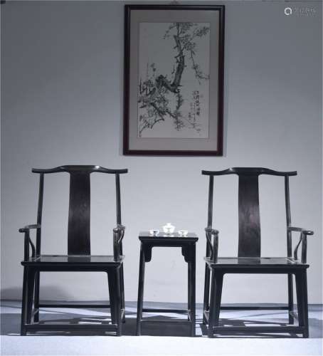 A Set of Chinese Carved Hardwood Chairs and A Table