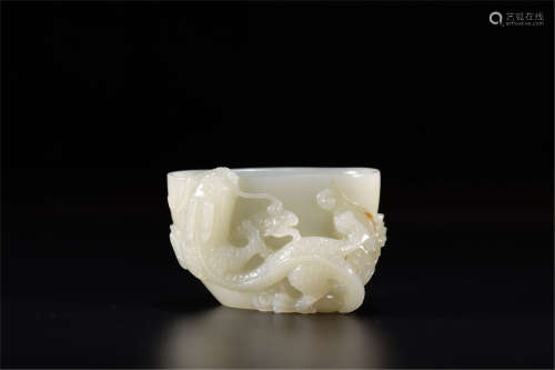 A Chinese Carved Jade Cup