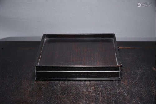 A Chinese Carved Hardwood Tray