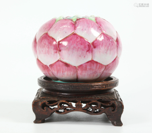 Chinese Famille Rose Porcelain Lotus Bud Water Pot