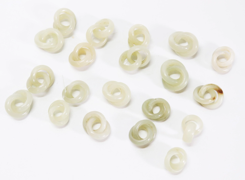 20 Chinese Warm White Jade Double Ring Earrings