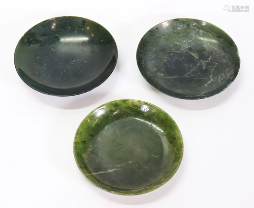 Chinese Green Jade Plate; 2 Austrian Stone Plates