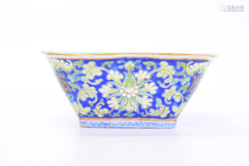 Chinese Enamel Porcelain 19 C Square Bowl Tongzhi