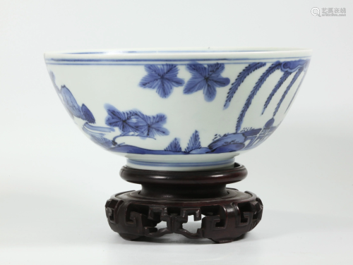 Chinese Ming ca 1600 Blue & White Porcelain Bowl