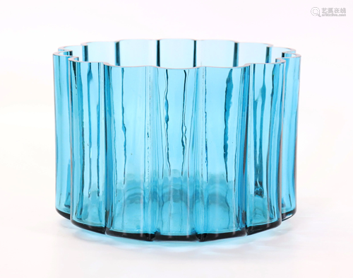 Turquoise Glass Josef Hoffmann Centerpiece Bowl