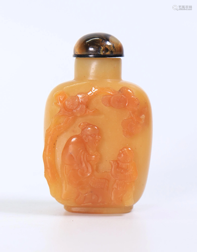 Chinese Qing Yellow & Carnelian Agate Snuff Bottle