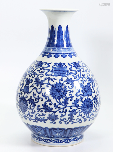 Chinese Blue White Yuhuchunping Porcelain Vase