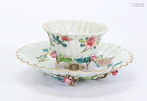 Chinese Early 18C Eggshell Porcelain Teacup Saucer