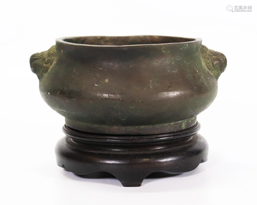 Chinese Qing Cast Bronze Round Incense Burner