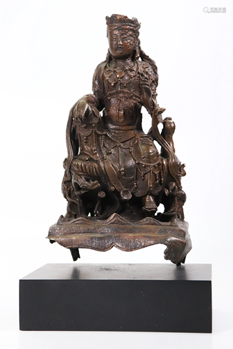 Chinese Ming or Earlier Bronze Seated Guanyin