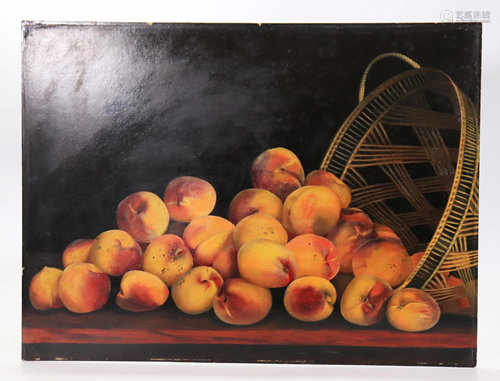 American 19 C Primitive Oil Board Basket Peaches