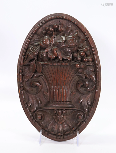 Samuel McIntyre Style Wood Fruit Basket Plaque