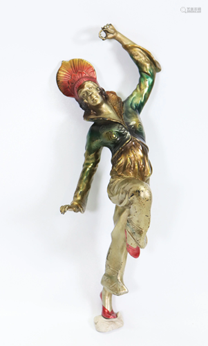 German Metalic Painted White Metal Deco Dancer