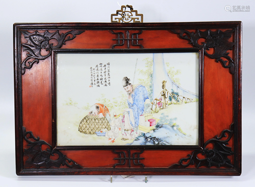 Sotheby's Chinese Famille Rose Porcelain Plaque