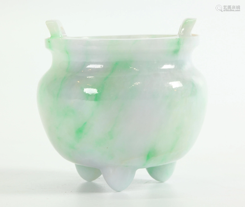 Chinese Apple Green Spot Jadeite Incense Burner