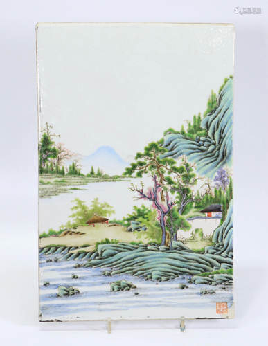 Chinese Famille Rose Porcelain Landscape Plaque