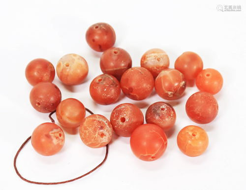 19 Chinese Carnelian Agate Beads