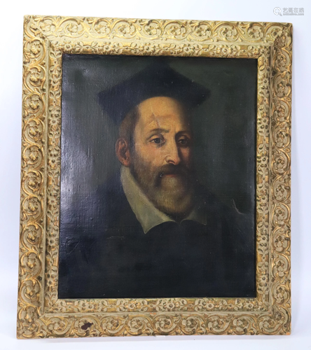 European 18 C Portrait of a Jesuit; Oil Canvas