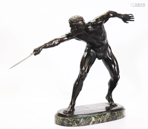 Rudolf Marcuse Jugendstil Bronze Nude Gladiator