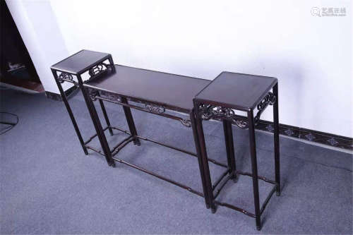A Set of Chinese Carved Hardwood Tables