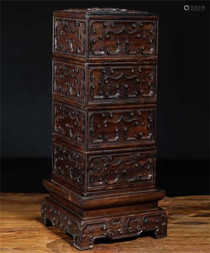 A Chinese Carved Hardwood Box