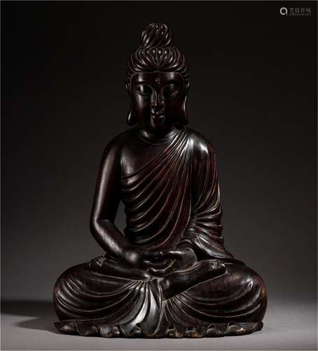 A Chinese Carved Hardwood Figure of Buddha