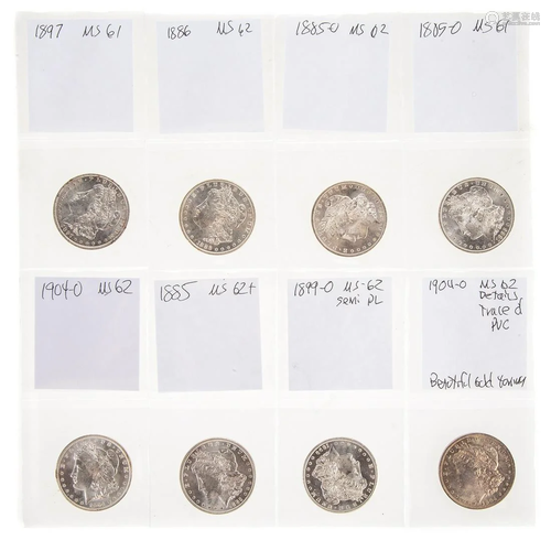 Eight Uncirculated Morgan Dollars