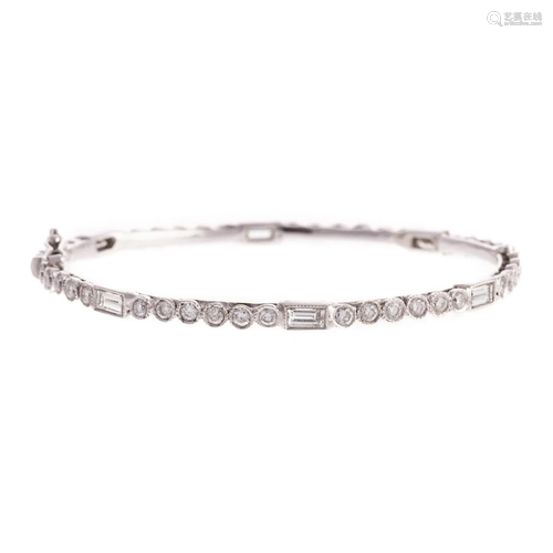 A Handmade Platinum & Diamond Bangle