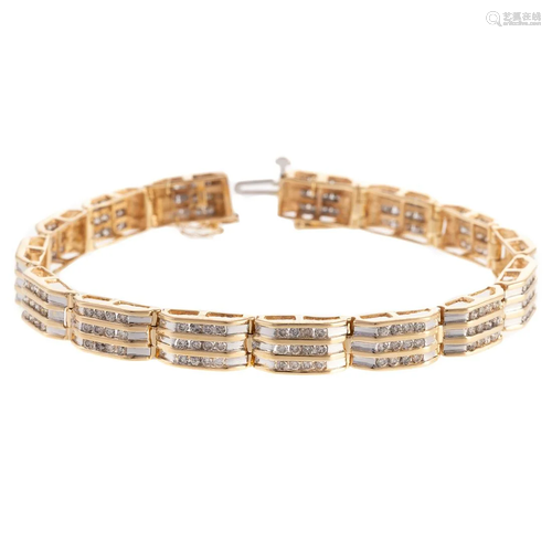 A Three Channel Link Diamond Bracelet in 14K