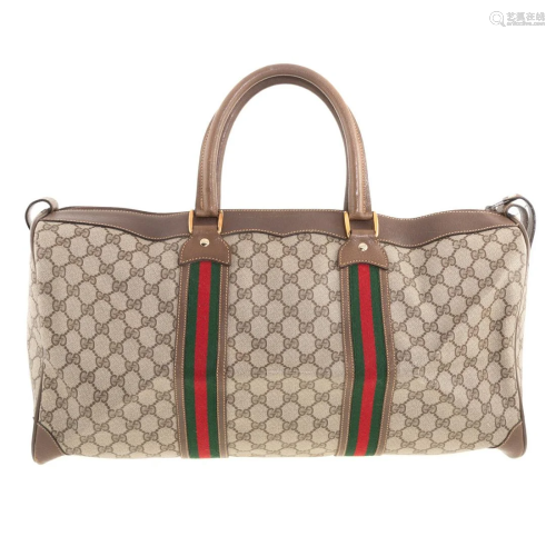 A Gucci Vintage GG Supreme Web Boston Bag