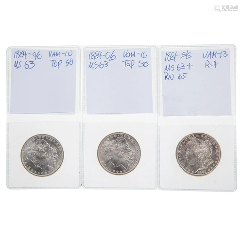 Three MS63 Morgan Dollar VAMs