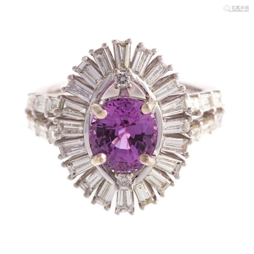 A 2.41 ct Pink Sapphire & Diamond Ring in 14K