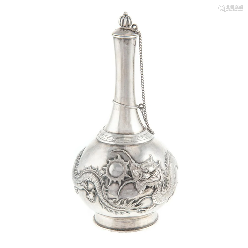 Chinese Export Silver Bottle