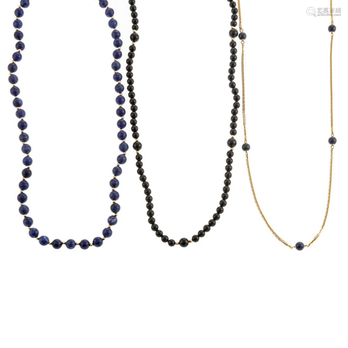 A Collection of Lapis Lazuli & Onyx Necklaces