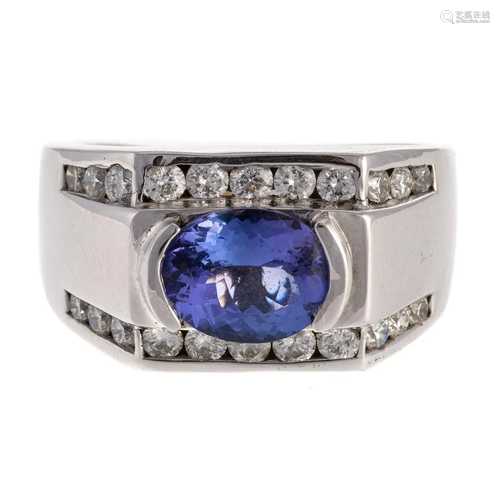 A Very Fine Tanzanite & Diamond Ring in 14K