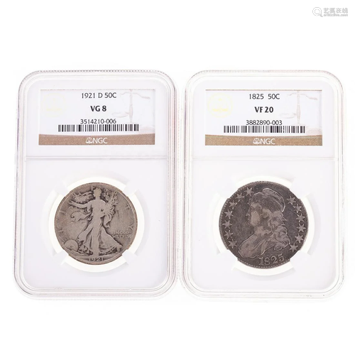 Pair of NGC Graded Halves with 1921-D Key