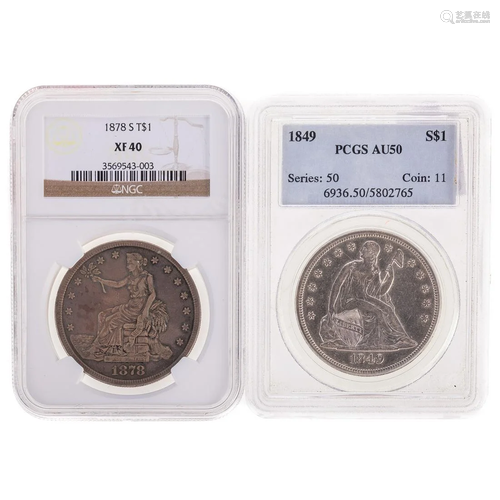 Nice Pair of Dollars 1849 Seated and 1878-S Trade