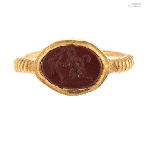 A 22K Ancient Style Jasper Intaglio Ring