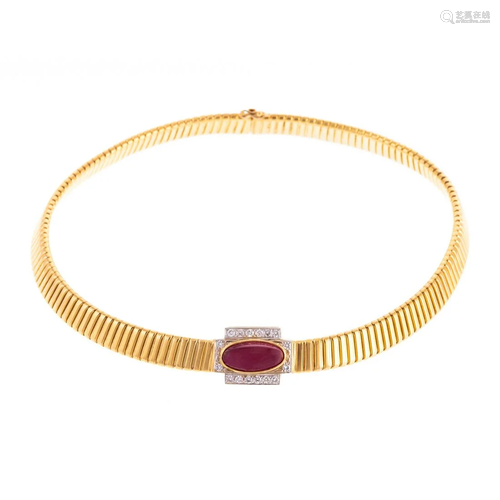 An Italian 18K Collar Featuring Ruby & Diamonds