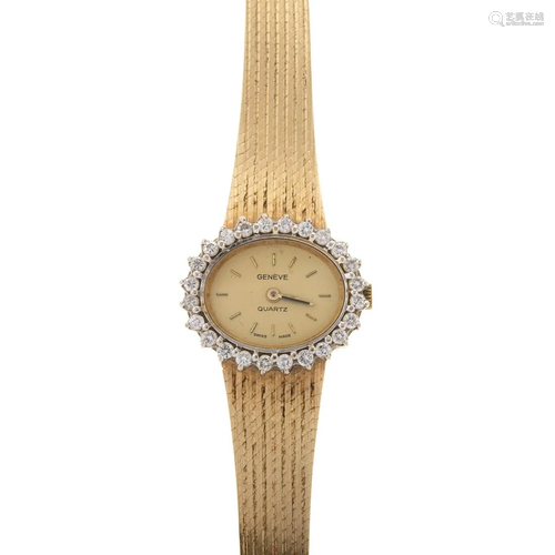 A Ladies' Vintage 14K Geneve Diamond Wrist Watch