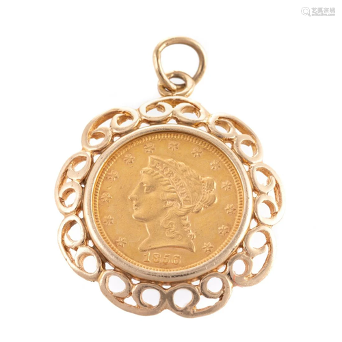 A 1856 Liberty Head Gold Quarter Eagle Pendant