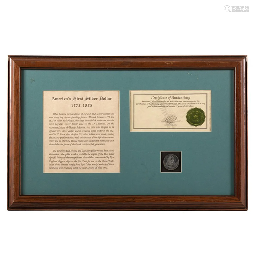 1805 Colonial Spanish Silver Dollar in Frame