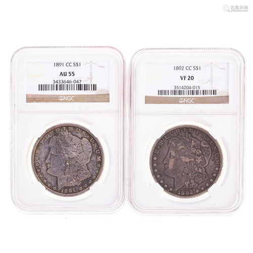 A Pair of NGC Graded CC Morgan Dollars 91 & 92